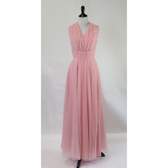 Pink Chiffon Evening Gown Small By Mike Benet Formals Small - Picture 4 of 10